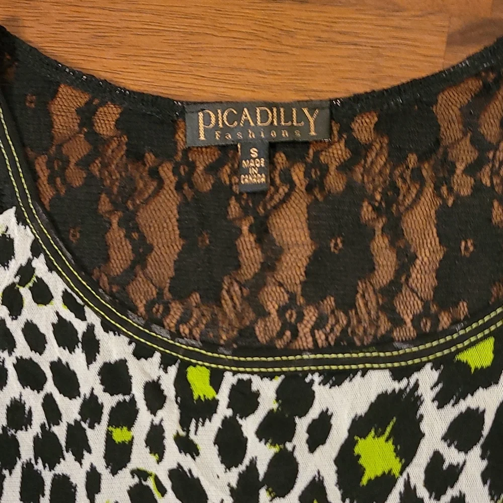 Piccadilly Jacket and matching tank, size Sm, animal print black, cream green - Picture 11 of 16